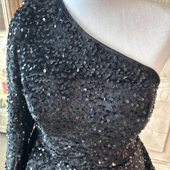NEW Black Dress, Black Sequin Dress, Mini Dress, Prom Dress, NWOT Size 0 - Picture 3 of 10